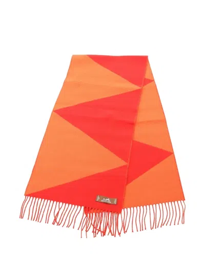 Pre-owned Hermes 2020s Kazak Zigzag Cashmere Scarf In Red