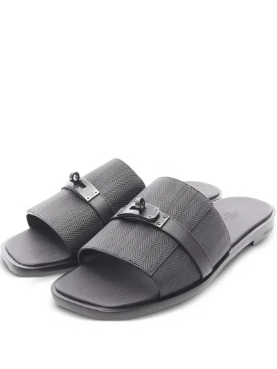 Pre-owned Hermes 2020s Kelly Buckle Sandals In Black