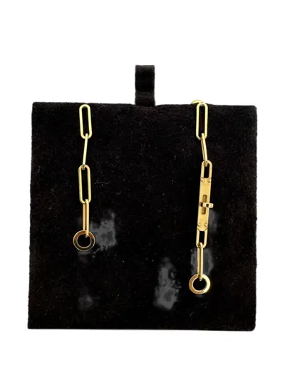 Pre-owned Hermes 2020s Kelly Chaine Drop Earrings In Gold