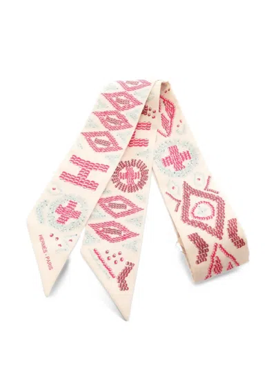 Pre-owned Hermes 2020s Kelly En Perles Scarf In Neutrals