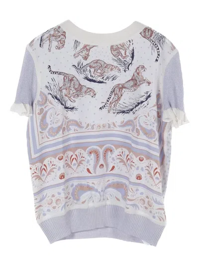 Pre-owned Hermes 2020s Laine Guepard Et Palmettes T-shirt In White