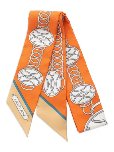 Pre-owned Hermes 2020s Lift Profile Silk Scarf In Orange
