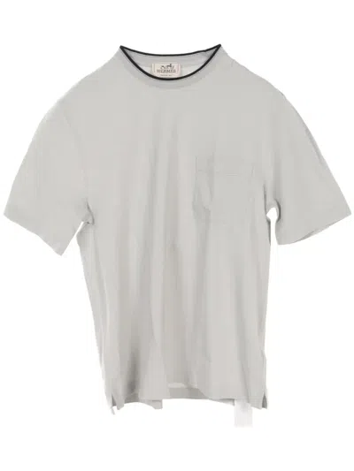 Pre-owned Hermes 2020s Logo-embroidered T-shirt In Grey