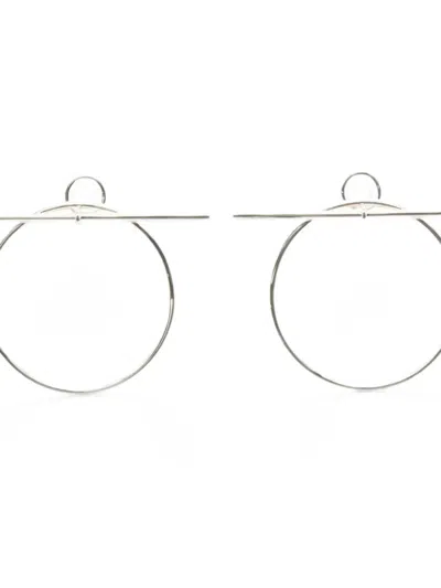 Pre-owned Hermes 2020s Loop Earrings In Silver