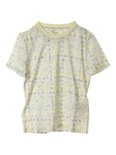 Pre-owned Hermes 2020s Micro Bolduc-check T-shirt In Yellow