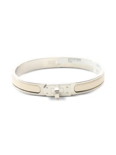 Pre-owned Hermes 2020s Mini Click Kelly Bangle Bracelet In Silver