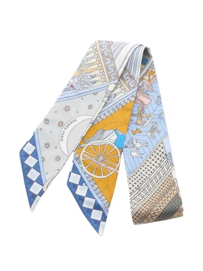 Pre-owned Hermes 2020s Objets De Curiosité Silk Scarf In Blue