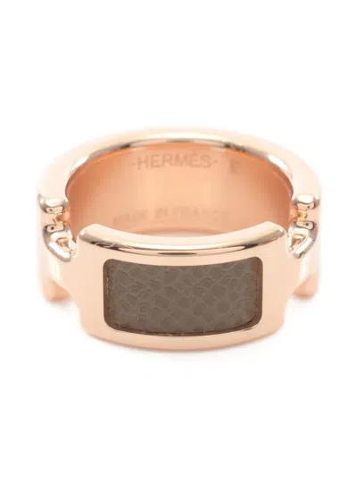 Pre-owned Hermes 2020s Olymp Pm Leather Ring In Brown