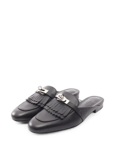 Pre-owned Hermes 2020s oz Kelly-buckle Mules In Black