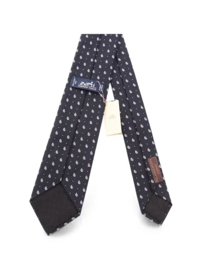 Pre-owned Hermes 2020s Paisley-print Tie In 蓝色