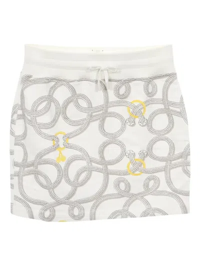 Pre-owned Hermes 2020s Palefroi Remix Rope Cotton Mini Skirt In White