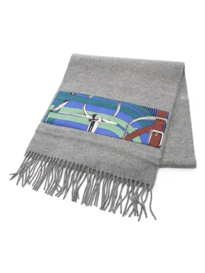 Pre-owned Hermes 2020s Patch De Soie Scarf In Grey