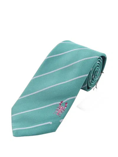 Pre-owned Hermes 2020s Pince Moi Lobster-print Tie In Green