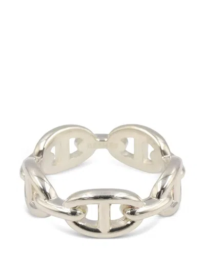 Pre-owned Hermes 2020s Pm Chaine D'ancre Enchainée Ring In Silver