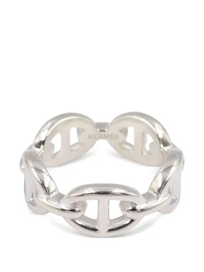Pre-owned Hermes 2020s Pm Chaine D'ancre Enchainee Ring In Silver