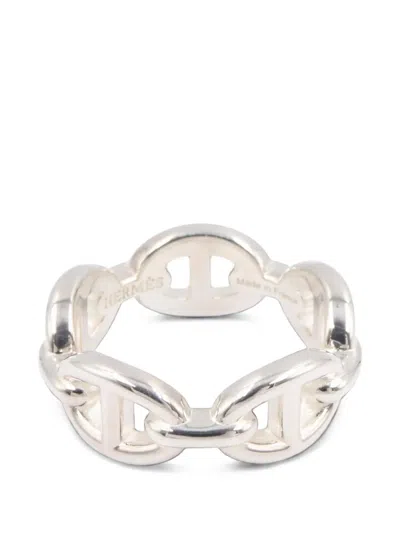 Pre-owned Hermes 2020s Pm Chaine D'ancre Enchainee Ring In Silver