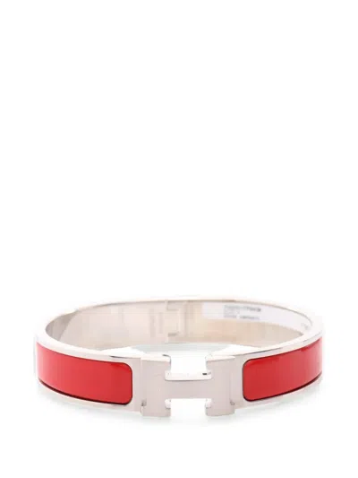 Pre-owned Hermes 2020s Pm Clic H Enamel Bangle In Silver