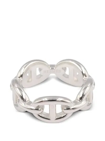 Pre-owned Hermes 2020s Pm Enchaînée Ring In Silver