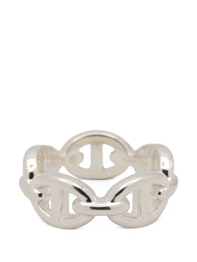 Pre-owned Hermes 2020s Pm Enchaînée Ring In Silver