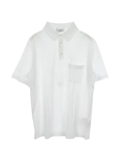 Pre-owned Hermes 2020s Pocket-detail Cotton Polo Shirt In White