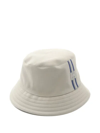 Pre-owned Hermes 2020s Pred H Stripe Silex Bucket Hat In Neutral