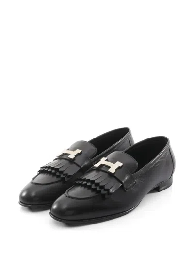 Pre-owned Hermes 2020s Royale Leather Loafers In Black