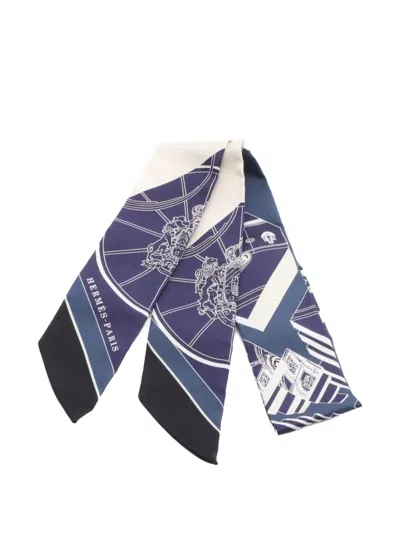 Pre-owned Hermes 2020s Silk Scarf In White