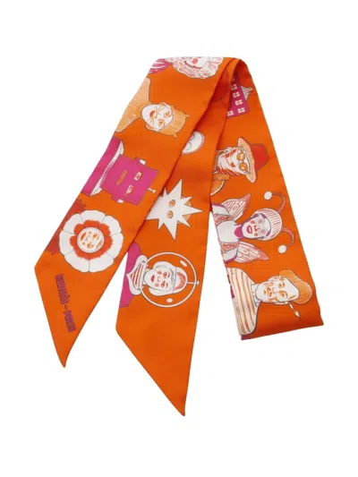Pre-owned Hermes 2020s Silk Scarf In Orange