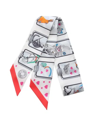 Pre-owned Hermes 2020s Story Ribbon Scarf In White