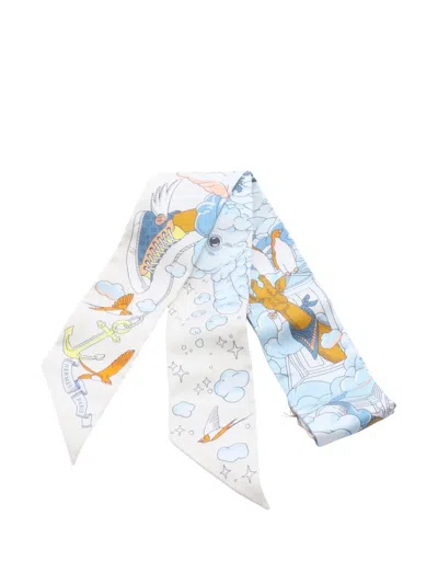 Pre-owned Hermes 2020s Sur Mon Nuage Silk Scarf In Blue