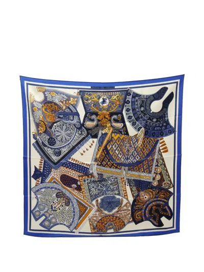 Pre-owned Hermes 2020s Tapis Selle Scarf In Blue