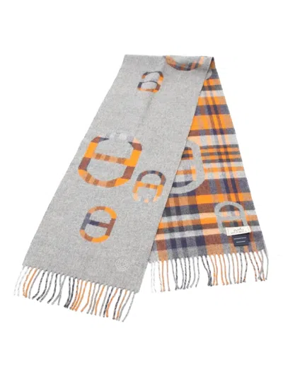Pre-owned Hermes 2020s Tartan Maillon Scarf In Grey