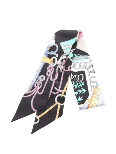 Pre-owned Hermes 2020s Twilly Cliquetis Scarf In Black