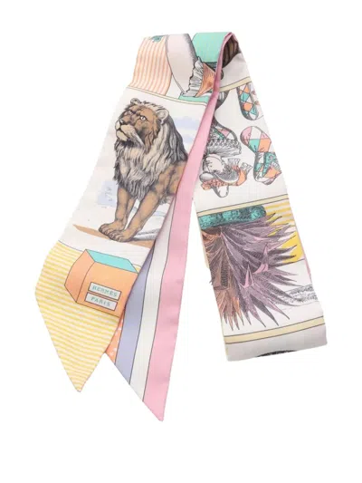 Pre-owned Hermes 2020s Twilly Grand-theatre Nouveau Ribbon Scarf In Yellow