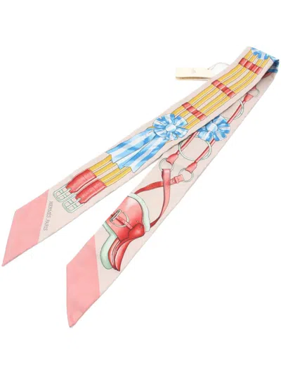 Pre-owned Hermes 2020s Twilly Jumping Scarf In 粉色