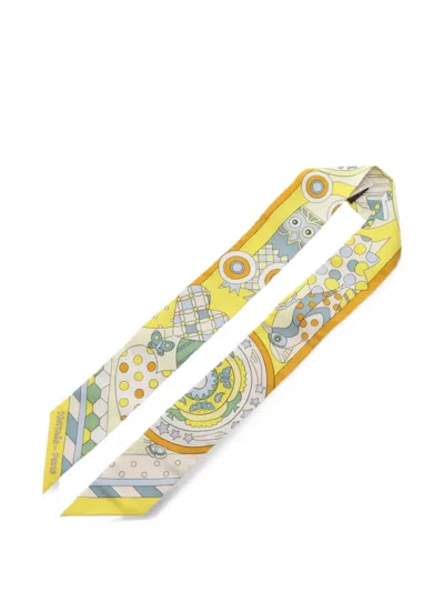 Pre-owned Hermes 2020s Twilly Les Murmures De La Foret Scarf In Yellow