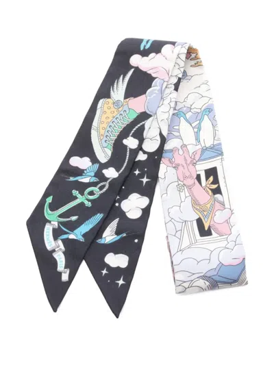 Pre-owned Hermes 2020s Twilly Ribbon Scarf In Black