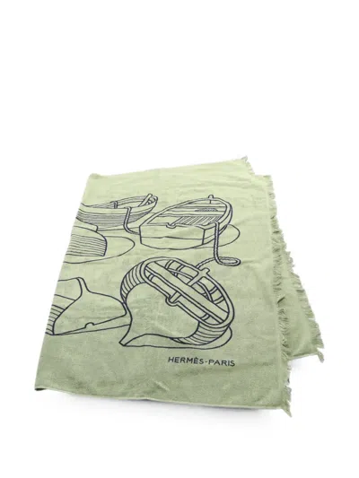 Pre-owned Hermes 2020s Yachting Thalassa Beach Towel In Green