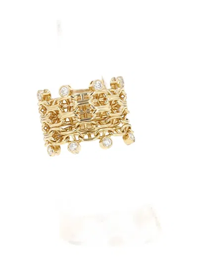 Pre-owned Hermes 2020s Yellow Gold Chaîne D'ancre Calypso Diamond Ring