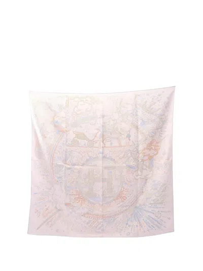 Pre-owned Hermes 2021-2025 Please Hold The Line Silk Scarf Scarves In Pink