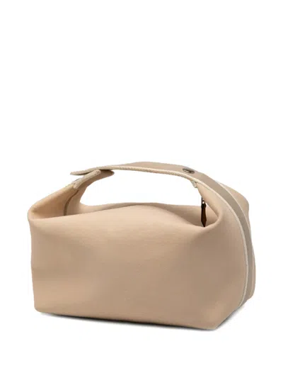 Pre-owned Hermes 2021-2025 Small Canvas Bride A Brac Case Vanity Bag In Brown