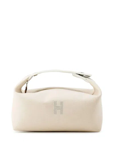 Pre-owned Hermes 2021-2025 Small Toile Bride A Brac Case Vanity Bag In Brown