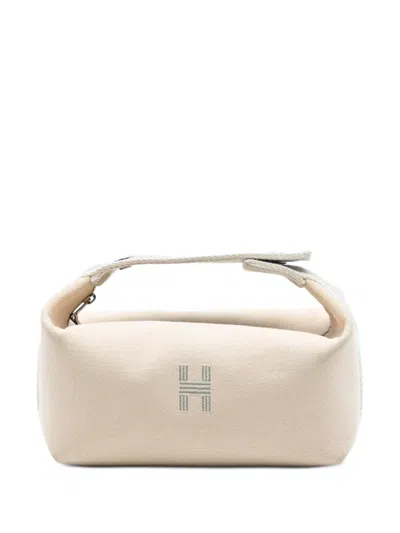 Pre-owned Hermes 2021-2025 Small Toile Bride A Brac Case Vanity Bag In Brown