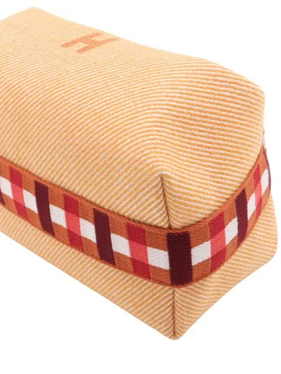 Pre-owned Hermes 2021-2025 Small Wool Bride A Brac Au Carre Case Vanity Bag In Orange