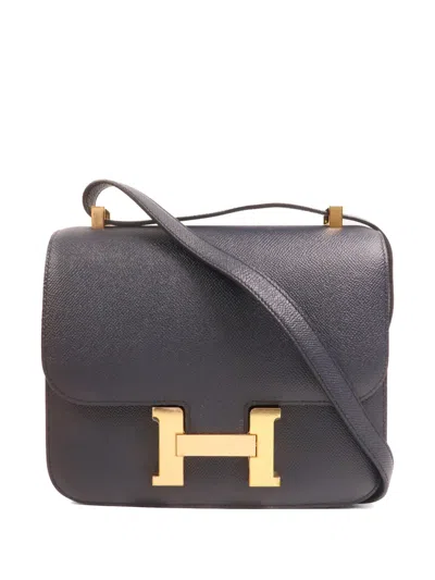 Pre-owned Hermes 2021 24 Constance Epsom Leather Shoulder Bag In Blue