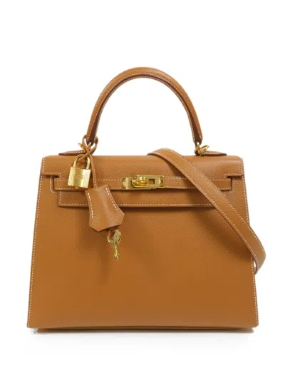 Pre-owned Hermes 2021 25 Kelly Tote Bag In Brown