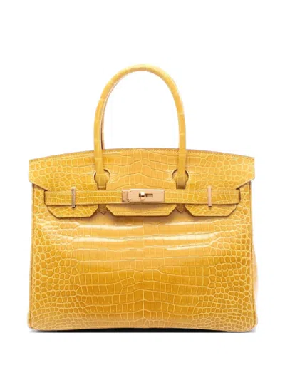 Pre-owned Hermes 2021 30 Birkin Leather Tote Bag In Yellow