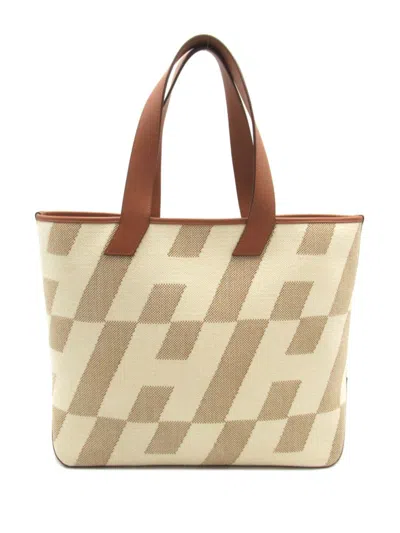 Pre-owned Hermes 2021 Ambie Gm Handbag In Neutrals