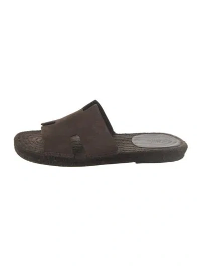Pre-owned Hermes 2021 Antigua Slides In Brown