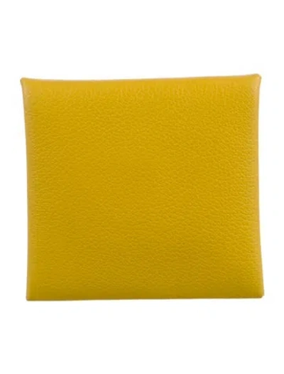 Pre-owned Hermes 2021 Bastia Coin Pouch In Yellow